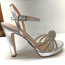 RF 23862 Silver Leather & Rhinestone Cord High Heels