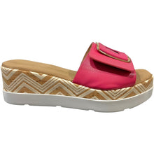 REP 50102 Fuschia Leather Slides Wedges