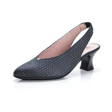 Pitillos 5193 Black Leather Sling Back Block Heels