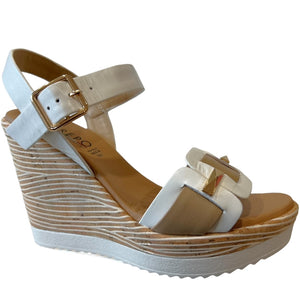 REP52270 White Leather Wedges