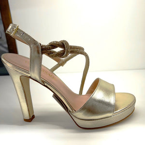 RF 24340 Silver Leather & Bling High Heels