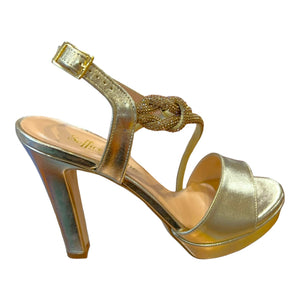 RF 24340 Platino Leather & Bling High Heels