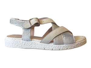 SOFTWAVES 76404 White Leather Flat Sandals