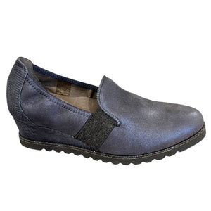 SOFTWAVES 76710 Navy Leather Wedges