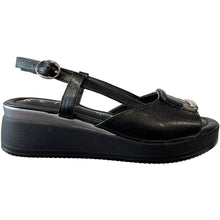 REP 83290 Black and Pewter Trim Leather Wedges