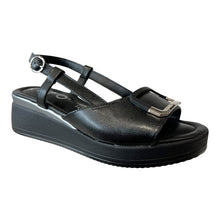 REP 83290 Black and Pewter Trim Leather Wedges