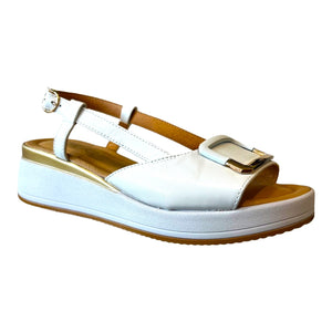 REP 83290 White, Platino & Gold Leather Wedges