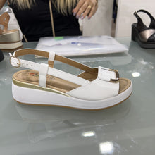 REP 83290 White, Platino & Gold Leather Wedges
