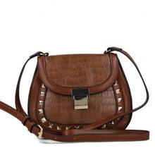 MB 85074 Tan & Brown Croc Print Handbag