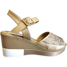 REP 85280 Beige, White & Rose Gold Leather Wedges
