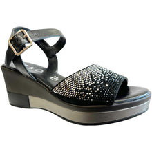 REP 85280 Black, Pewter & Silver Leather Wedges