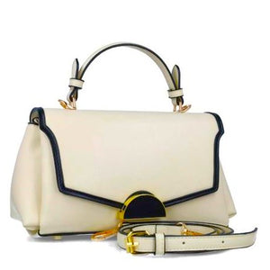 MB 85395 Cream Leatherette with Gold Accessories Handbag