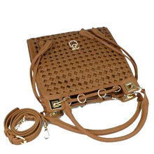 MB EOFOR 85407 TAN Leatherette with Gold Accessories Handbag