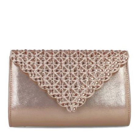 MB 85540 Rose Gold with embellished Flap Clutch