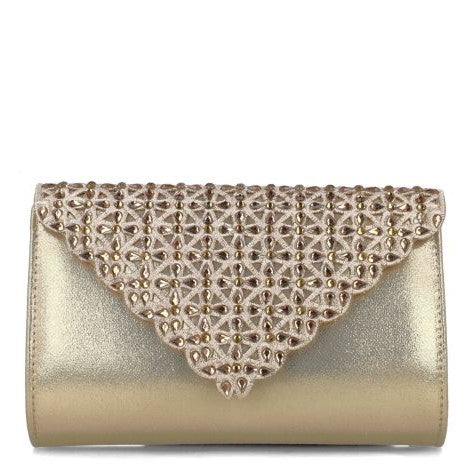 MB 85540 Gold with embellished Flap Clutch