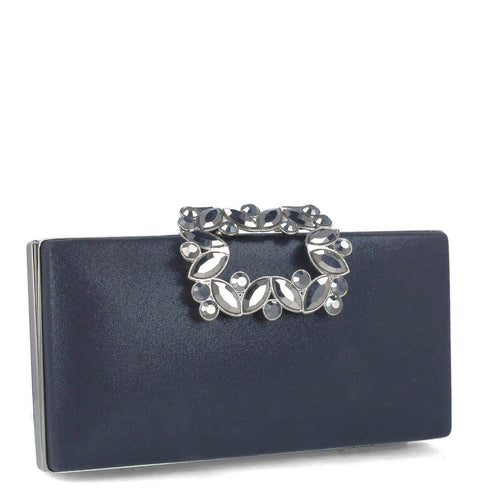 MB 85574 Black with Diamante Clasp Clutch