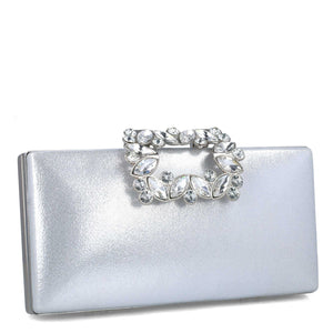 MB 85574 Silver with Diamante Clasp Clutch