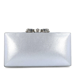 MB 85574 Silver with Diamante Clasp Clutch