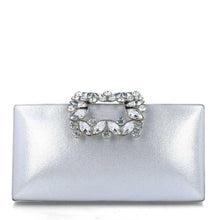 MB 85574 Silver with Diamante Clasp Clutch