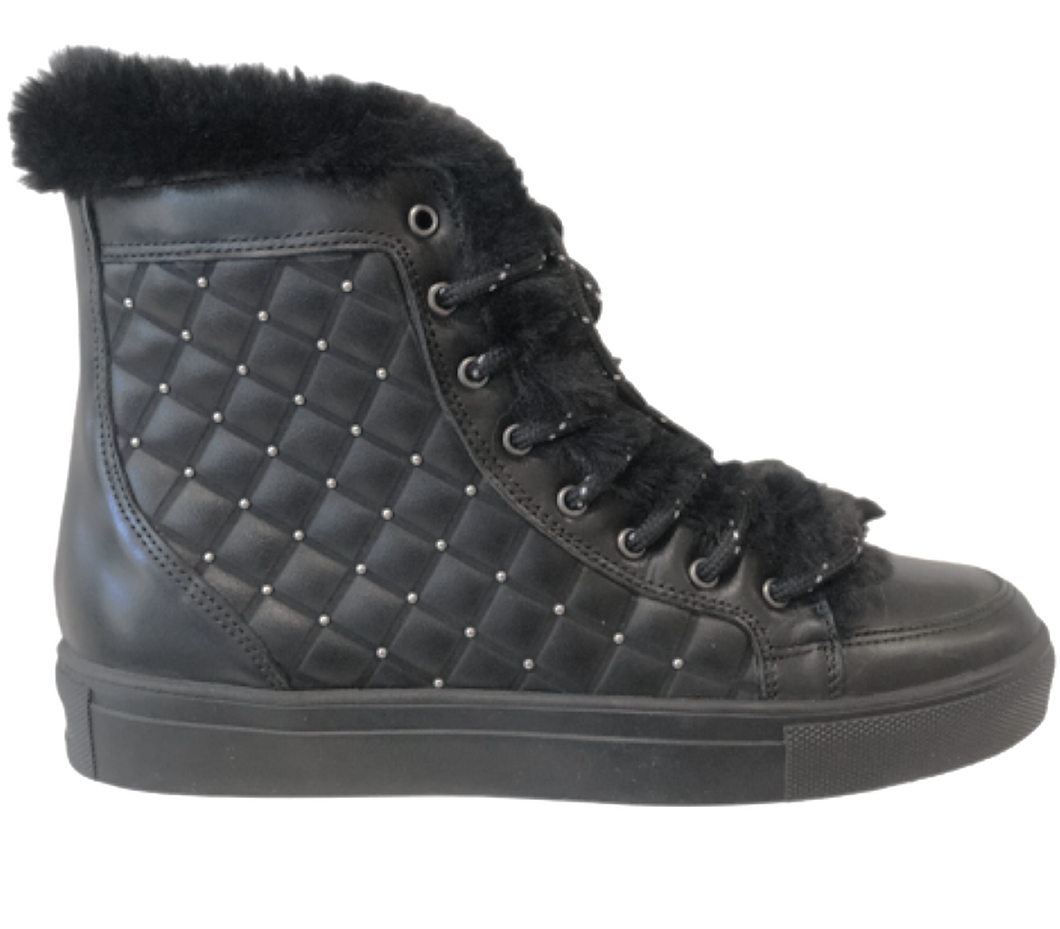 Albano 8142 Black Quilted Leather Ankle Boots