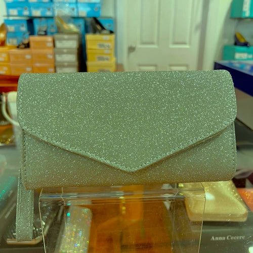 B123 Cometa Light Green Lurex Clutch