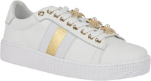 HINAKO Bee A180-12 White with Gold embellishment Leather Sneakers