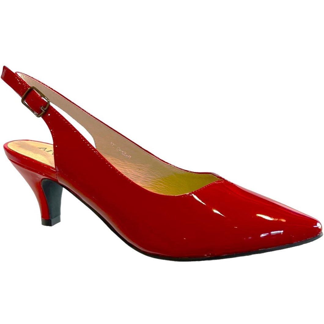 Via Nova Dara Red Patent Leather  - Kitten Mid Heels