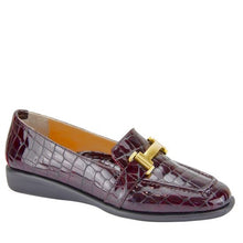 Relax E-2734-08 Bordo Croc Print Leather Wedge Heel Shoe