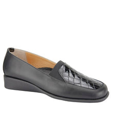 Relax E-3306-18 Black Leather Wedge Heel Shoe