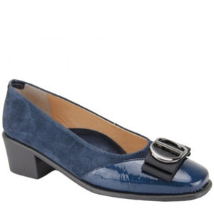 Relax E-5679-32 Navy Suede & Leather Block Heel Shoe