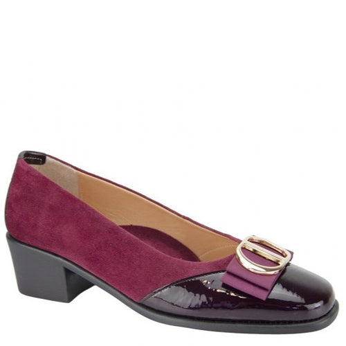 Relax E-5679-32 Bordo Suede & Leather Block Heel Shoe