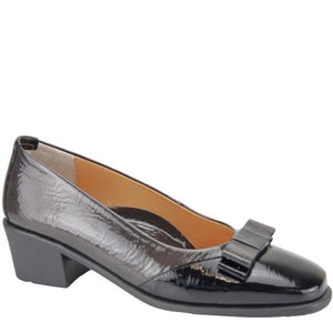 Relax E-5686-33 Black & Grey Leather Block Heel Shoe