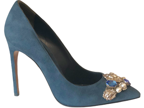 MERLYN Blue Suede High Heels