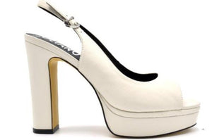 LB EE171C Ivory Leather Platforms & High Heels