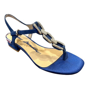 LB EE701A Suede & Satin Flat Cobalt Heels