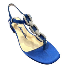 LB EE701A Suede & Satin Flat Cobalt Heels