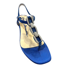 LB EE701A Suede & Satin Flat Cobalt Heels
