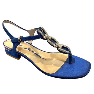 LB EE701A Suede & Satin Flat Cobalt Heels