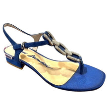 LB EE701A Suede & Satin Flat Cobalt Heels
