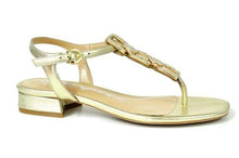 LB EE701A Leather Flat Gold Thongs