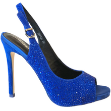 LB EE751A Cobalt Blue & Bling High Heels