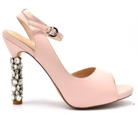 LB EE759G Blush Pink Leather High Heels