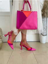 MB 25440 Magenta, Coral & Pink Sling Back Mid Heels