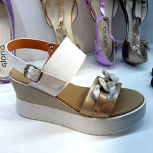 AQ 0324 Beige, Platino & White Wedge Sandal