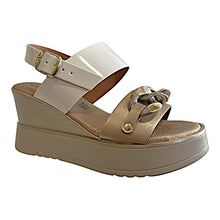 AQ 0324 Beige, Platino & White Wedge Sandal