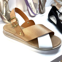 AQ 06241 Z30 Rose Gold, Champagne & White Leather Wedge Sandal