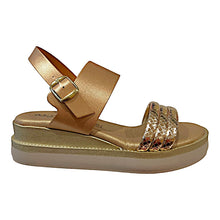 AQ 1824 Rose Gold Platino & Gold Buckle Wedge Sandal