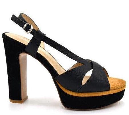 LB GL234A Black & Tan Suede High Heels