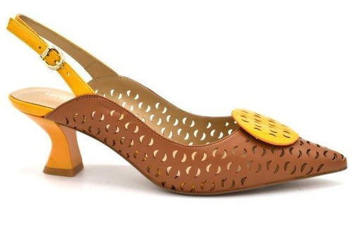 LB GL314Q Tan & Mustard Leather Mid Heels