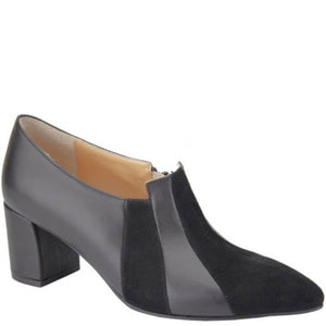 Relax H-55031-922 Black Leather Block Heel Shoe